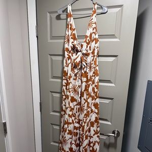 Brown and White Floral Maxi Dress